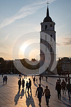 Vilnius, Lithuania. Evening at the Cathedral square