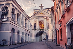 Vilnius, Lithuania: the Gate of Dawn, Lithuanian Ausros, Medininku vartai, Polish Ostra Brama in the sunrise photo