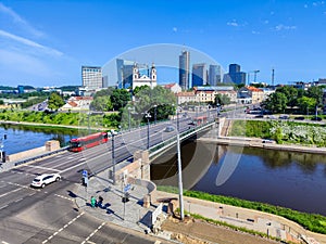View at river Niris in the center of Vilnius on Lithuania