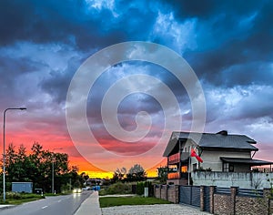 Vilnius Lithuania Pilaite. Colorful sky