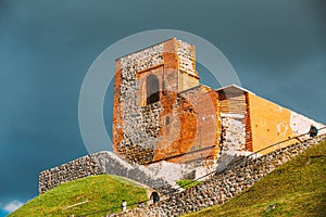 Vilnius, Lithuania. Remains Of Keep Of Upper Castle In Gediminas Hill In Summer Day. UNESCO World Heritage Site