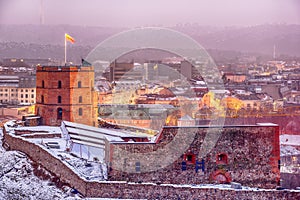 Vilnius, Lithuania: Upper or Gediminas Castle in winter