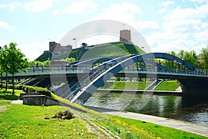 Vilnius Mindaugas bridge over Neris river