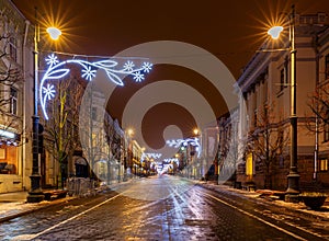 Vilnius. Prospect Gedemin at night.