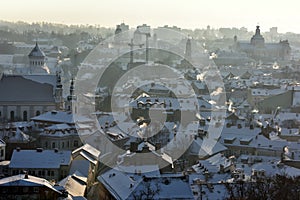 Vilnius roofs winter view