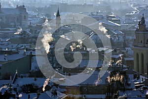 Vilnius roofs winter view