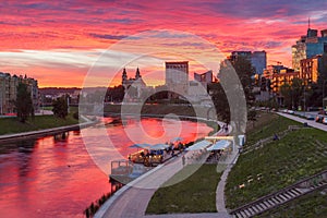 Vilnius at sunset, Lithuania, Baltic states.