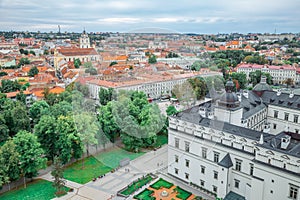 Vilnius town panorama view from Gediminas Castle Tower in Lithuania