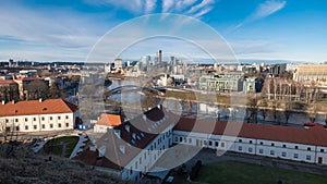 Vilnius town panorama view from Gediminas Castle Tower in Lithuania.