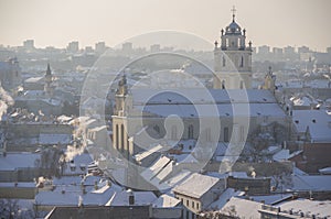 Vilnius winter panorama from Gediminas castle tower. Vilnius. Li