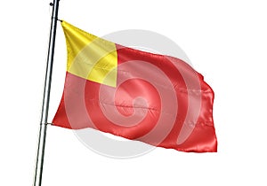 Vilvoorde of Belgium flag waving isolated on white background