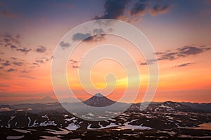 Vilyuchinsky volcano at sunrise in Kamchatka, Russia photo