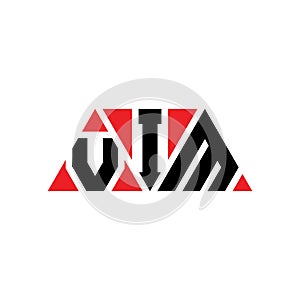 VIM triangle letter logo design with triangle shape. VIM triangle logo design monogram. VIM triangle vector logo template with red