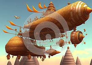 Vimana, Ancient Flying Machine, Generative AI Illustration