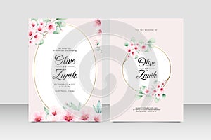 Vinatage wedding invitation with floral watercolor