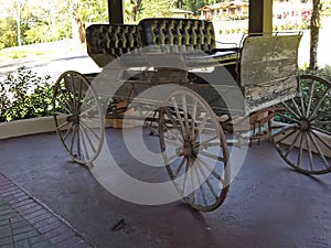 Vinatage wood cart and carraige display