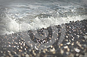 Vinatge Ocean waves and rocks beach