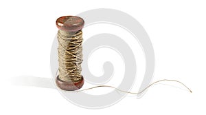 Vinatge wooden reel of natural hemp twine