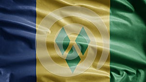 Vincentian flag. Saint Vincent and Grenadines banner blowing soft silk photo