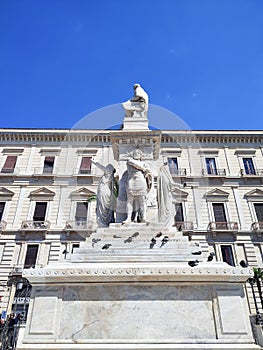 Photo of the Vincenzo Bellini statue, an outdoor monument situated on Piazza Stesicoro in Catania, Sicily, Italy. photo