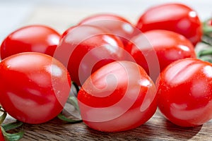 Vine of fresh ripe red cherry prunella tomates