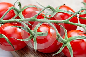 Vine of fresh ripe red cherry prunella tomates