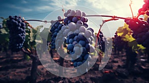 Vine fruit autumn food ripe green wine nature harvest bunch background winery blue grapes
