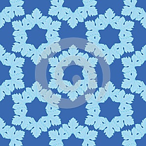 Vine Leaf Snowflake Seamless Vector Pattern