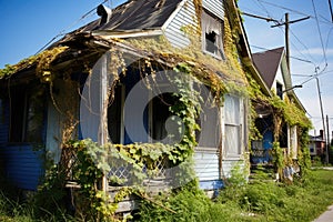 vine-wrapped house abandonment due to a split