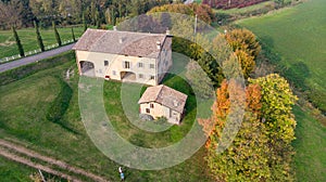 Vines aerial photographs lambrusco and trebbiano hills modena italia photo