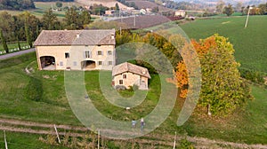 Vines aerial photographs lambrusco and trebbiano hills modena italia photo