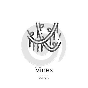 vines icon vector from jungle collection. Thin line vines outline icon vector illustration. Outline, thin line vines icon for
