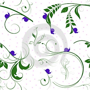 Vines and Snails Seamless Pattern