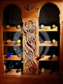 Vines in wooden shelf