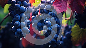 Vineyard grapes harvest wine agriculture leaf fruit ripe vine nature background