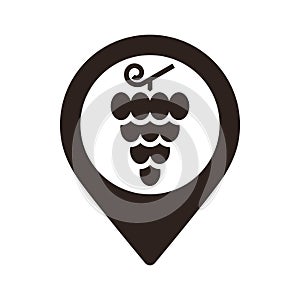 Vineyard map pin. Winery location pin. GPS winemakers location symbol for apps and websites photo