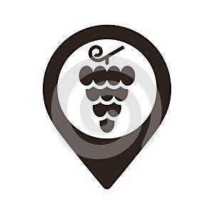 Vineyard map pin. Winery location pin. GPS winemakers location symbol for apps and websites