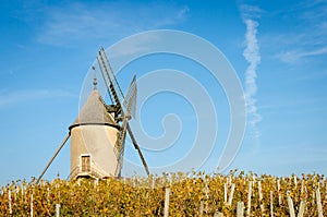 Old windmill in Beaujolais, France
