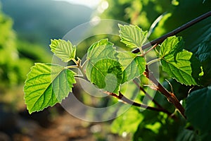 Vineyard spectacle green leaves glow in sunny anticipation of harvest