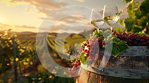 The vineyard at sunset.AI generated image