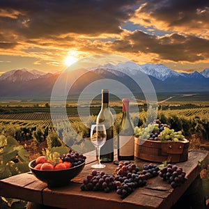 Vineyard at Sunset: A Taste of Mendoza's Wine Paradise