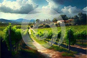 Vineyard in Tuscany, Italy. Rural landscape.