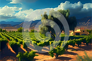Vineyard in Tuscany, Italy. Rural landscape.