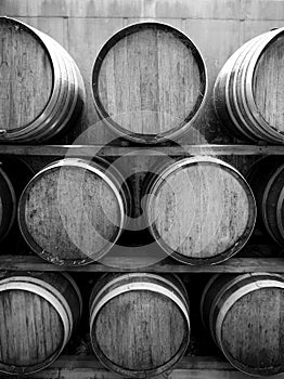 Vineyard: wine barrels v