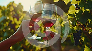 The vineyard wine cheers.AI generated image