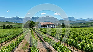 Vineyards at the foot of the mountain photo