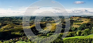 Vineyards and hills of langhe panorama