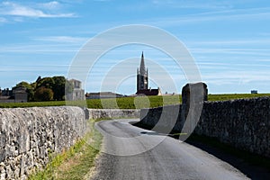 Vineyards near St. Emilion town, production of red Bordeaux wine, Merlot or Cabernet Sauvignon grapes on cru class vineyards in