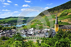 Vineyards and villages in the Moselle river region of Germany