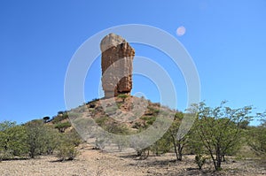 The Vingerklip (Rock Finger) in Namibia is a geological leftover of the Ugab Terrace.